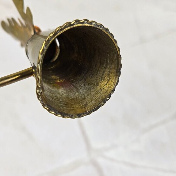 Vintage Brass & Copper Candle Snuffer Holly Leaves & Berries with Bell Christmas - Picture 10 of 11